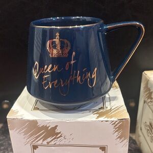 Navy Blue Ceramic Mug with Gold Accents